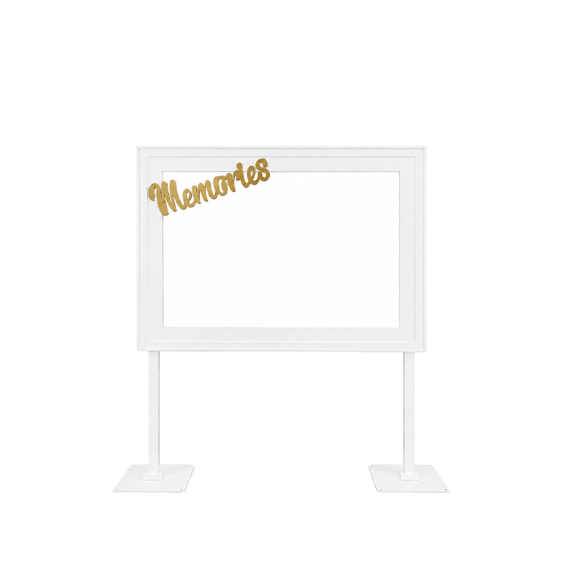 Fotobox Bilderrahmen "Memories" | Gestell | Hintergrund | XL | Holz weiss [mieten]