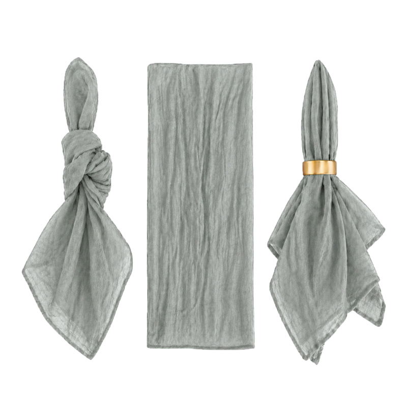 Stoffserviette aus Musselin 45x50cm in grau | mieten für Hochzeit Event Catering