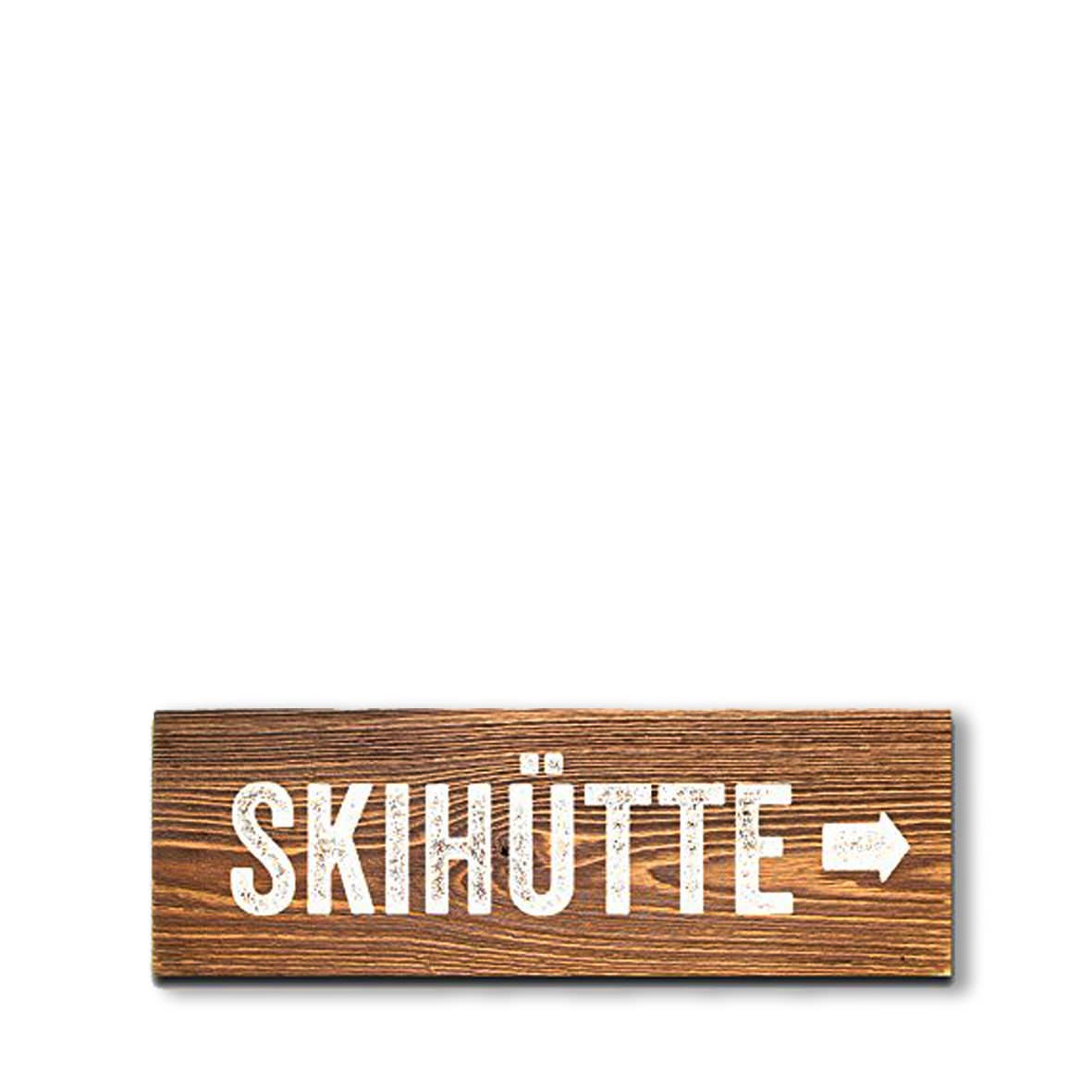 Schild "Skihütte" | Holz braun | 30cm | Verleih Apres Ski Party, Winterfeier [mieten]