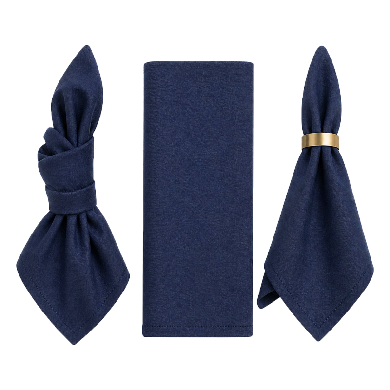 Stoffserviette aus Polyester 50x50cm in dunkelblau navy blau | mieten für Hochzeit Event Catering