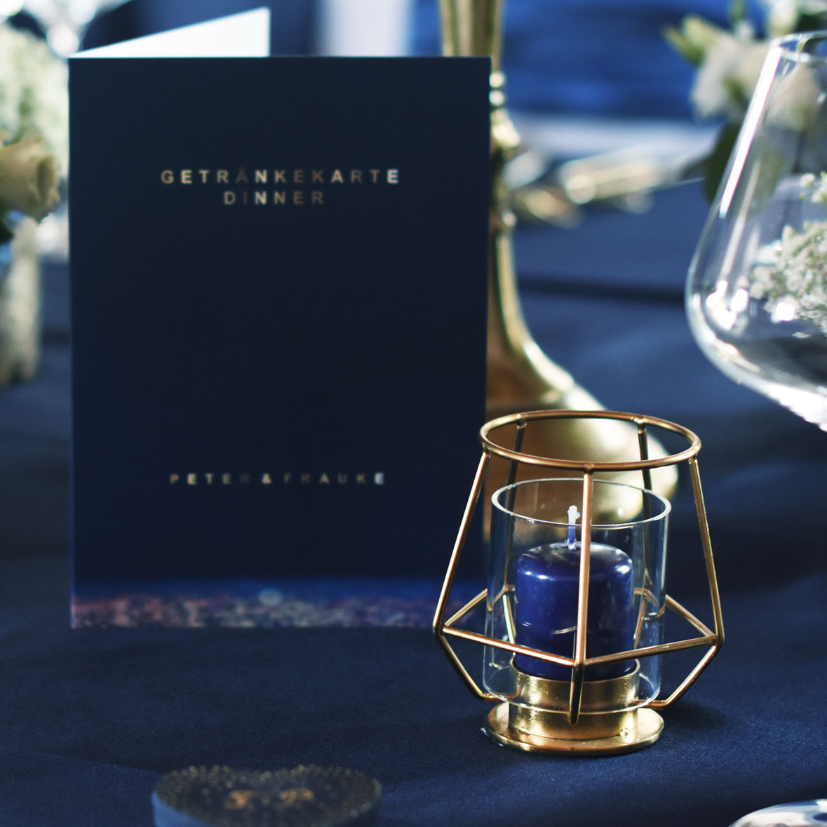 Teelichthalter geometrisch gold Hochzeit Tisch Dekoration Verleih