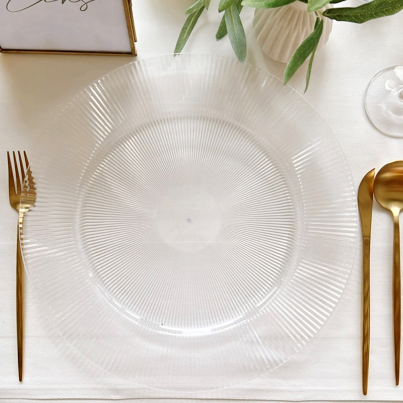 Platzteller_Romantik_Kunststoff_Rille_klar_33cm_mieten_Verleih_Hochzeit_Firmenfeier_Geburtstag_2