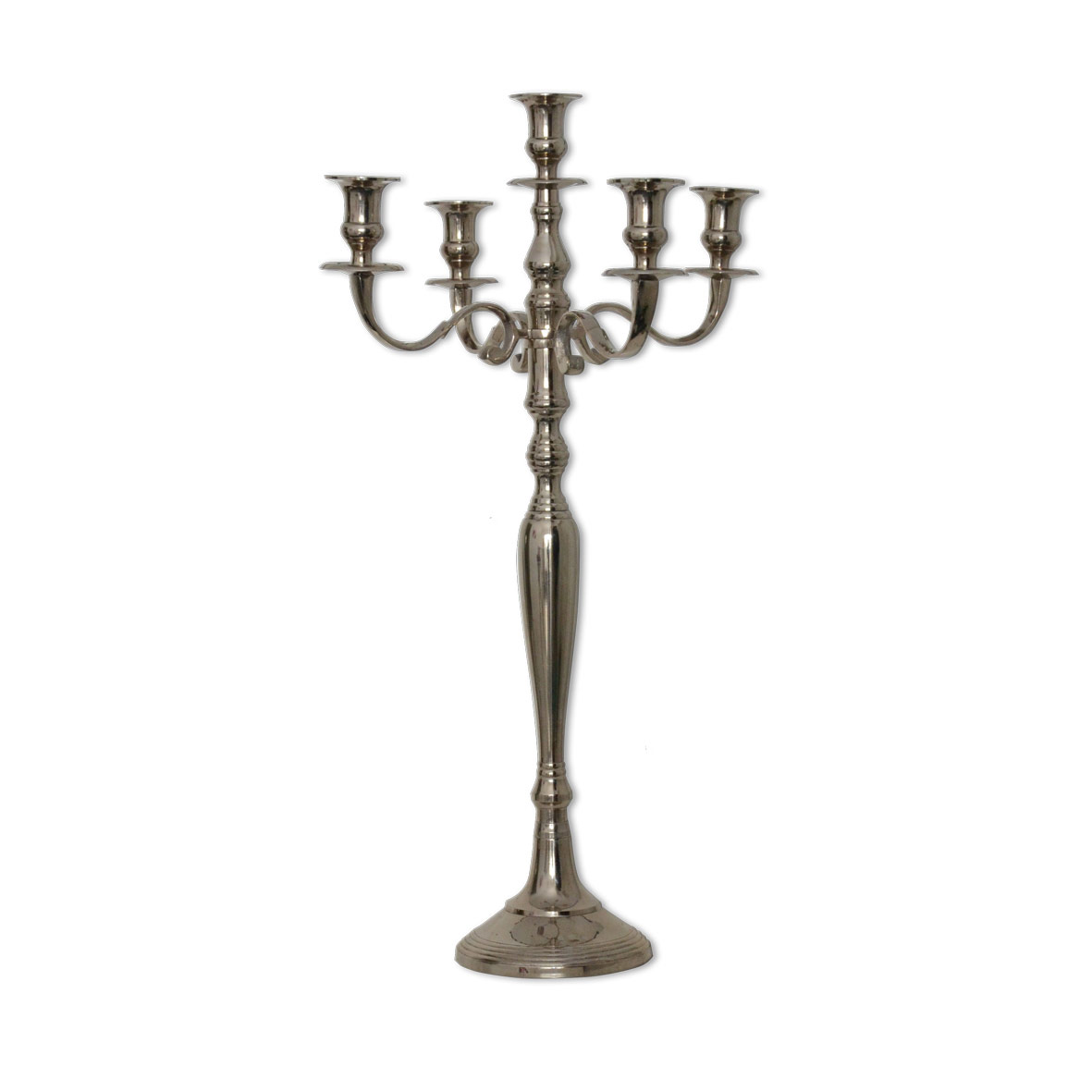 Kerzenständer | Kerzenleuchter | Kerzenhalter 5-arm 75cm silber mieten Hochzeit, Feier, Event
