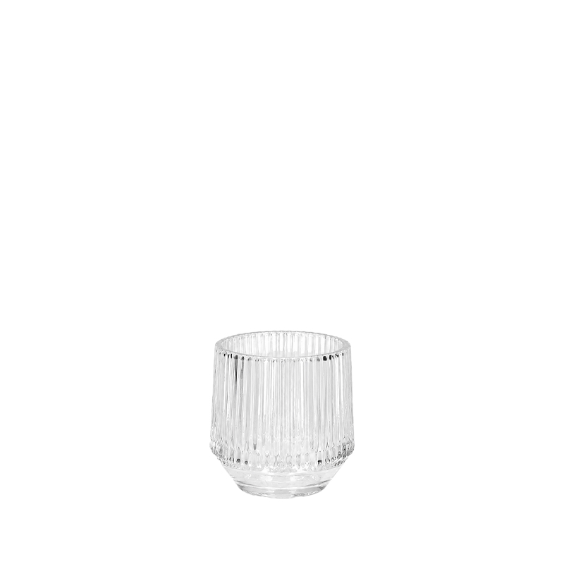Teelichthalter Vase Rille, Glas klar mieten für Dekoration Hochzeit