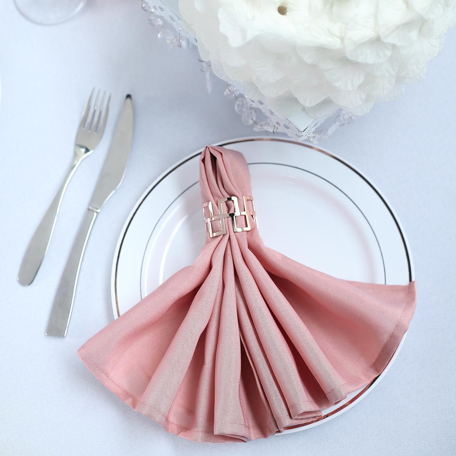 Serviette Polyester dusty rose altrosa mieten | Verleih Hochzeit Event_3