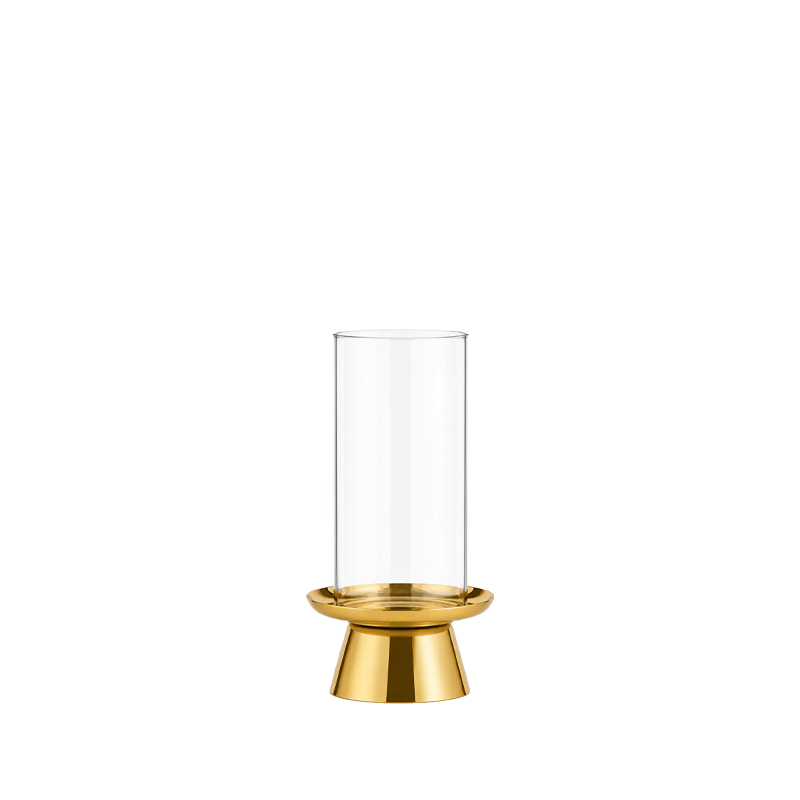 Windlicht LINE, Metall gold mit Galszylinder aus Glas klar mieten für Hochzeit und Feier