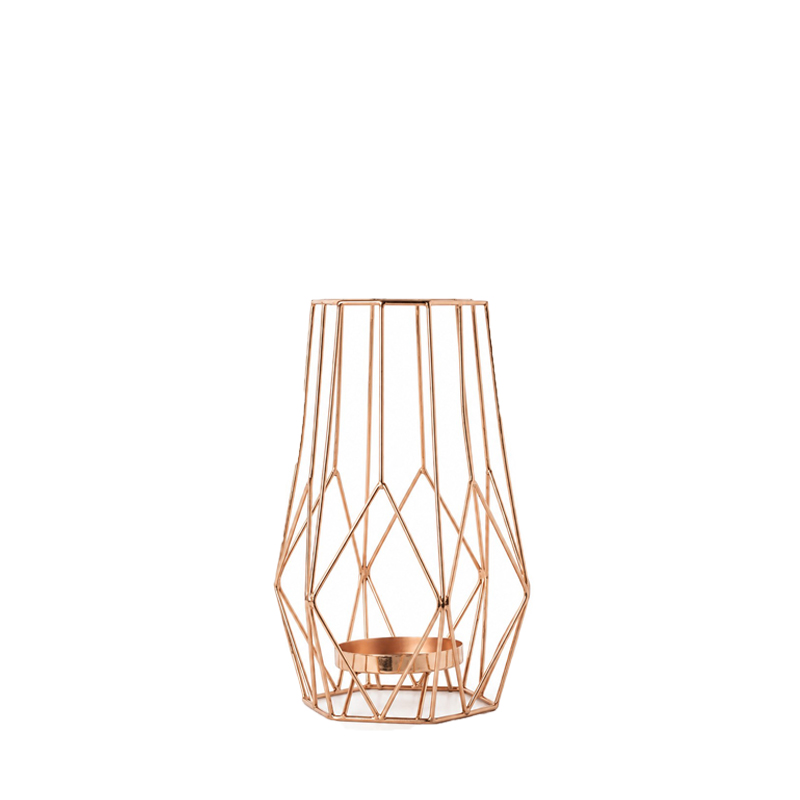 Windlicht Laterne geometrisch modern roségold kupfer mieten Hochzeit Feier Deko