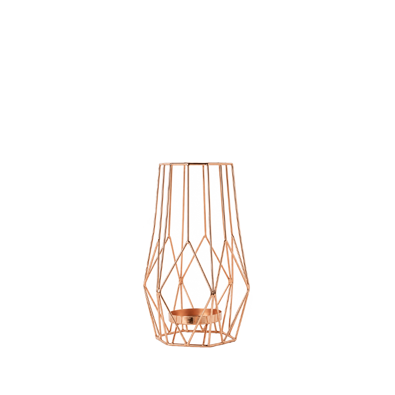 Windlicht Laterne geometrisch modern roségold kupfer mieten Hochzeit Feier Deko