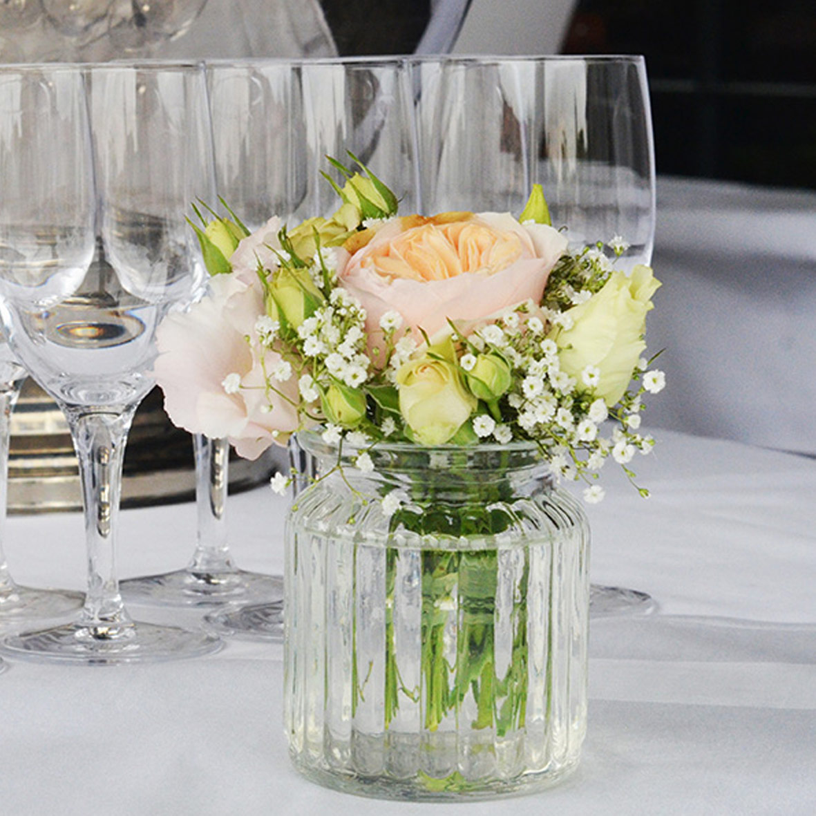 Vase/ Teelichthalter Vintage Rille Glas mieten Hochzeit Dekoration_4