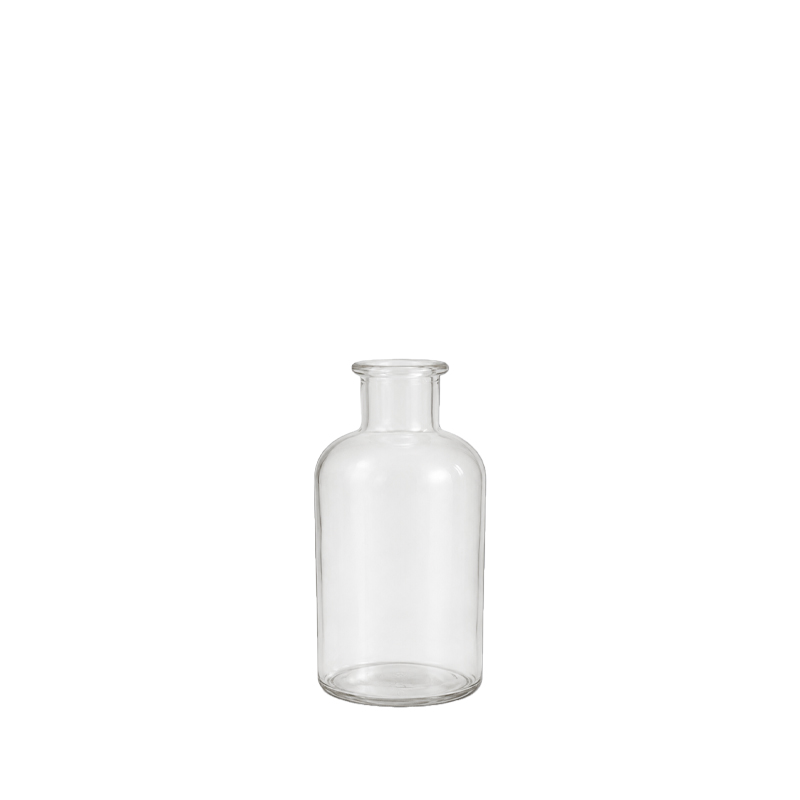 Flaschenvase "Gin" Glas klar mieten Tischdeko Vintage Hochzeit feier