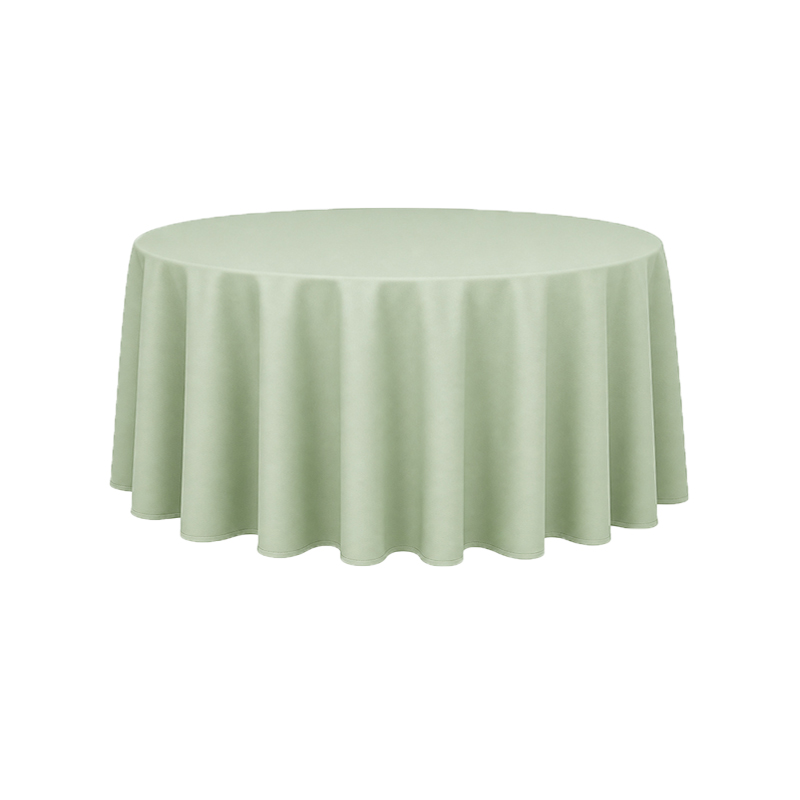 Tischdecke_Polyester_rund_275cm_dustygreen_grün_mieten_I_Verleih_Hochzeit_Feier_Event_Geburtstag_Catering_Firmenevent