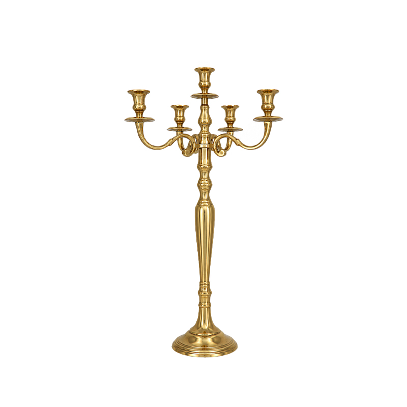 Kerzenständer | Kerzenleuchter  5-arm gold mieten für Hochzeit, Feier, Veranstaltung