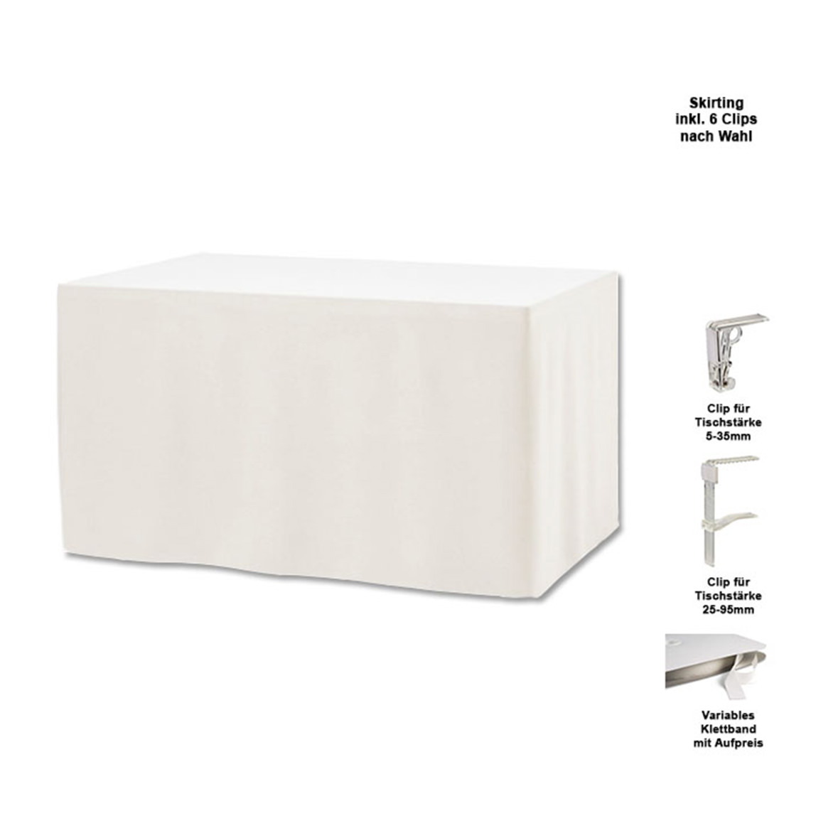 Skirting weiss glatt mieten verleih hochzeit feier event