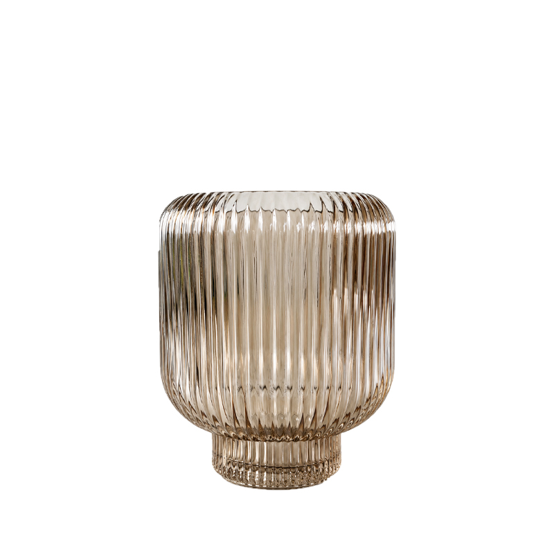 Vase Rille, Glas beige braun mit Fuß mieten für Hochzeit Dekoration