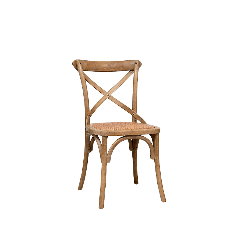 Stuhl Crossback Holz braun [mieten]