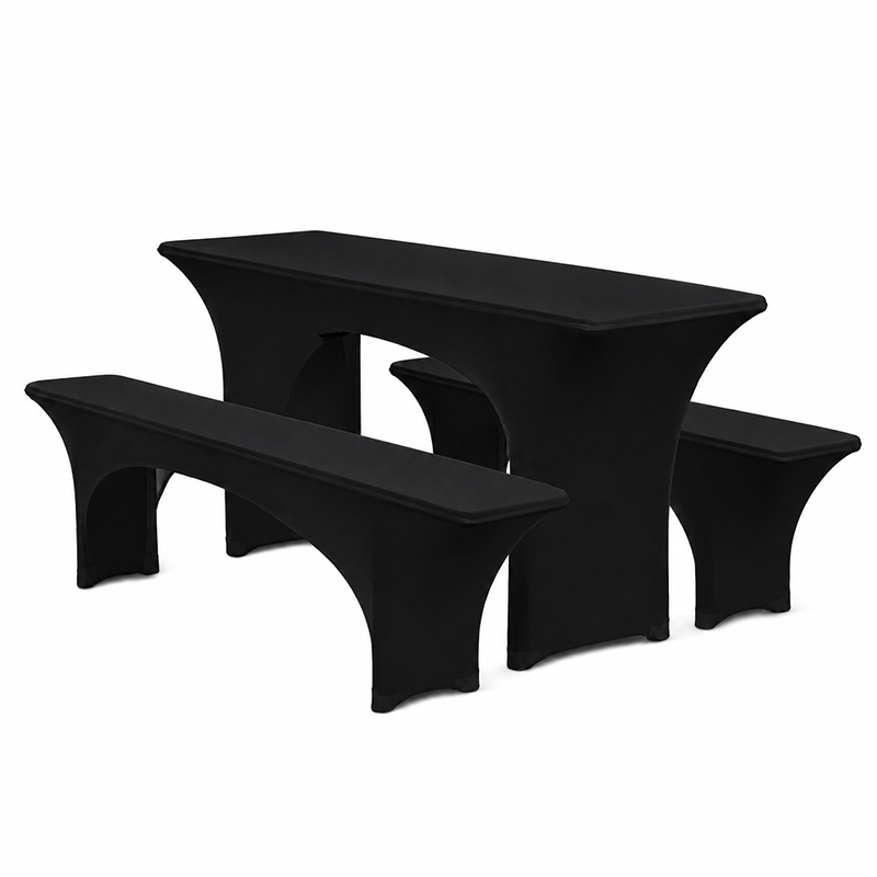 Biertischhussen-Set Stretch Standard 50cm schwarz Festbankhussen Festbankgarniturhussen mieten | Verleih  Event, Fier, Fest, Firmenveranstaltung
