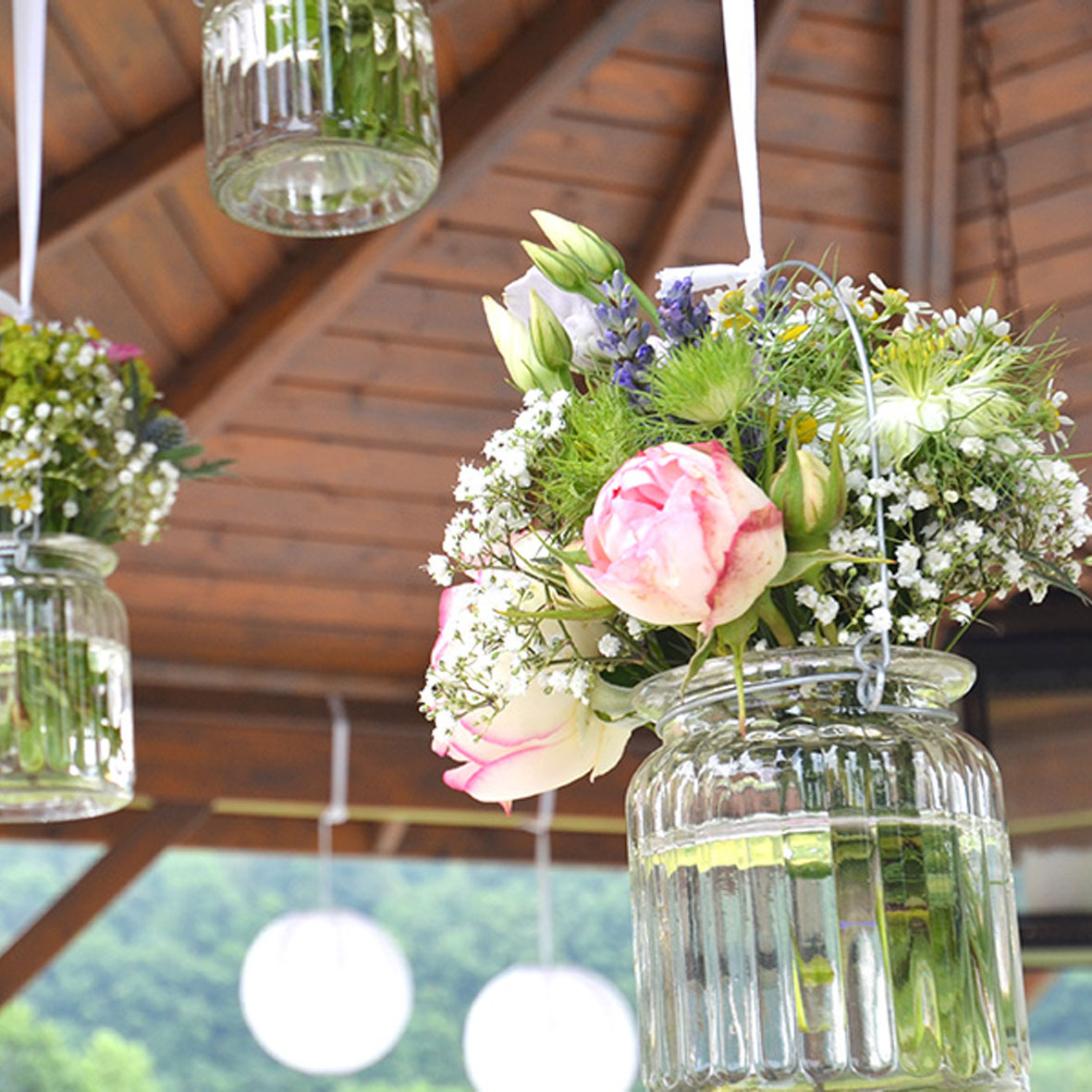 Vase/ Teelichthalter Vintage Rille Glas mit Henkel silber mieten Hochzeit Dekoration-4