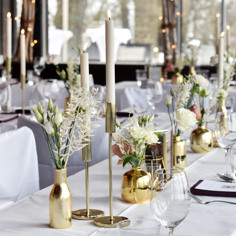 Kerzenständer | Kerzenleuchter 1-arm gold modern Tischdekoration Hochzeit Feier Event Kerzenhalter [mieten]_6
