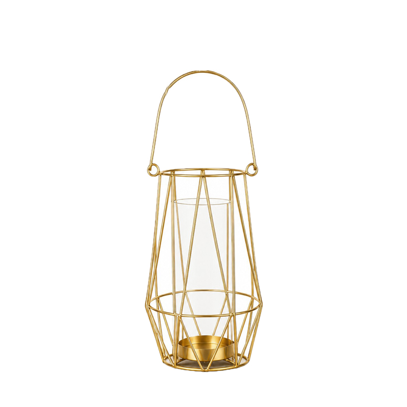 Windlicht Laterne geometrisch modern gold mieten Hochzeit Veranstaltung Feier Deko