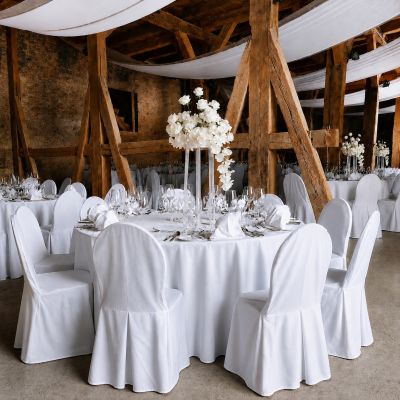 Tischdecke Polyester weiss rund 330 cm mieten