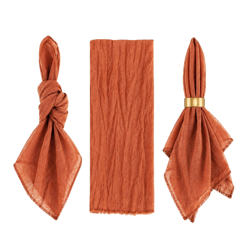 Stoffserviette aus Musselin 45x50cm in terracotta | mieten für Hochzeit Event Catering