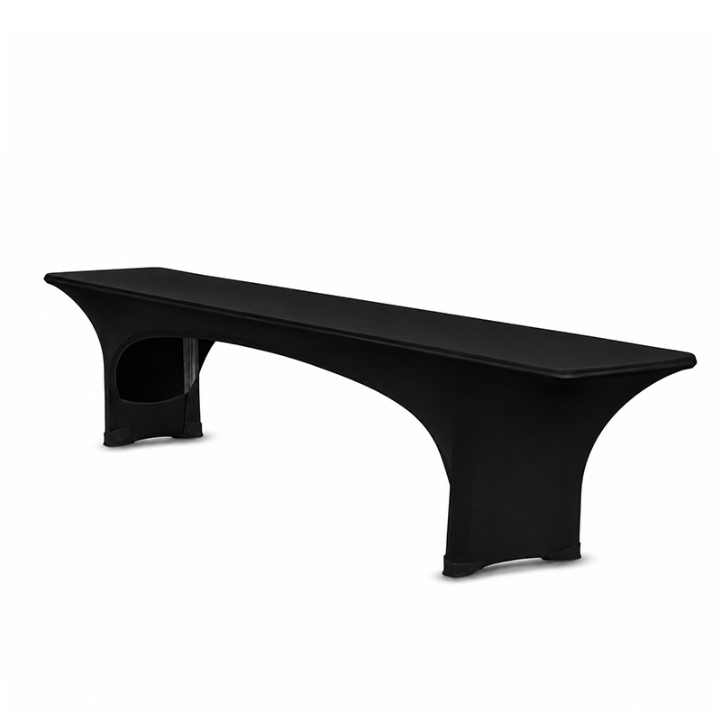 Bierbankhusse schwarz stretch schwarz 25cm Festbankhussen Festbankgarniturhussen mieten | Verleih Hochezit, Event, Feier, Firma
