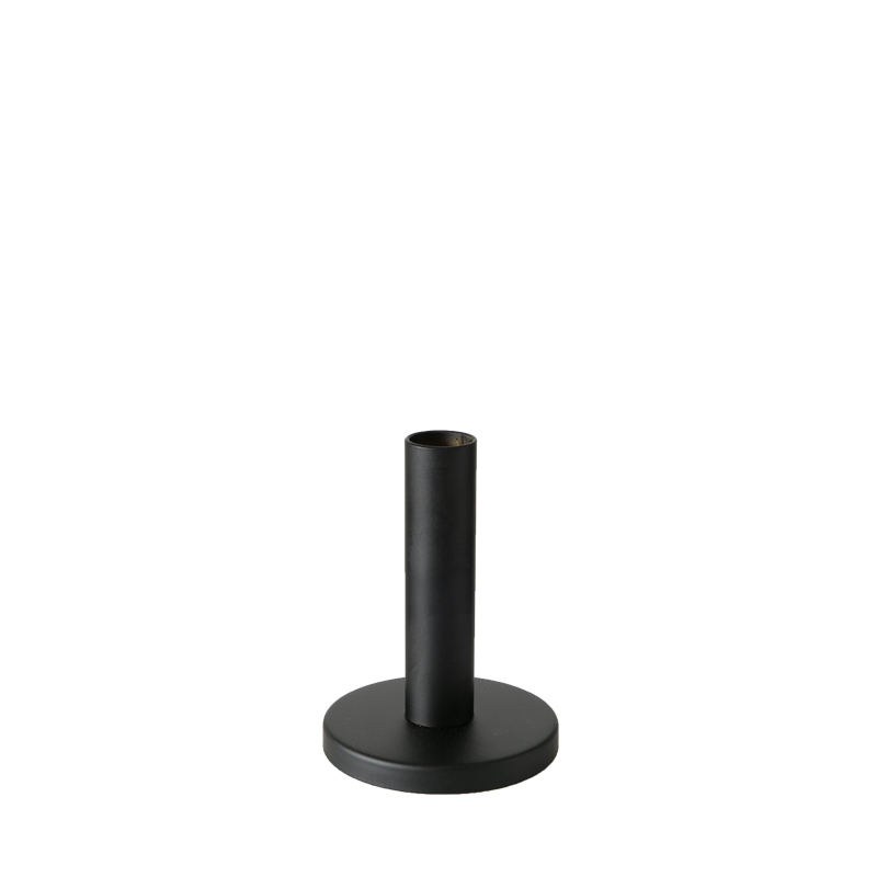 Kerzenständer 1-arm, Metall schwarz LINE short | Kerzenhalter | Kerzenleuchter [mieten], Höhe 11,5 cm