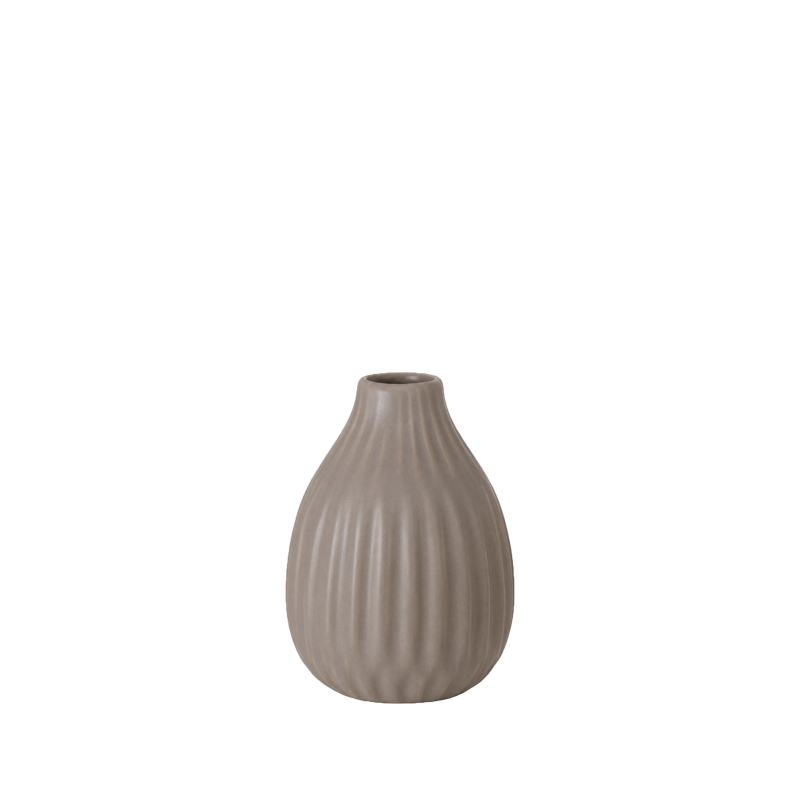 Vase Rille Keramik taupe - Style 1 mieten für Hochzeit, Feier, Event