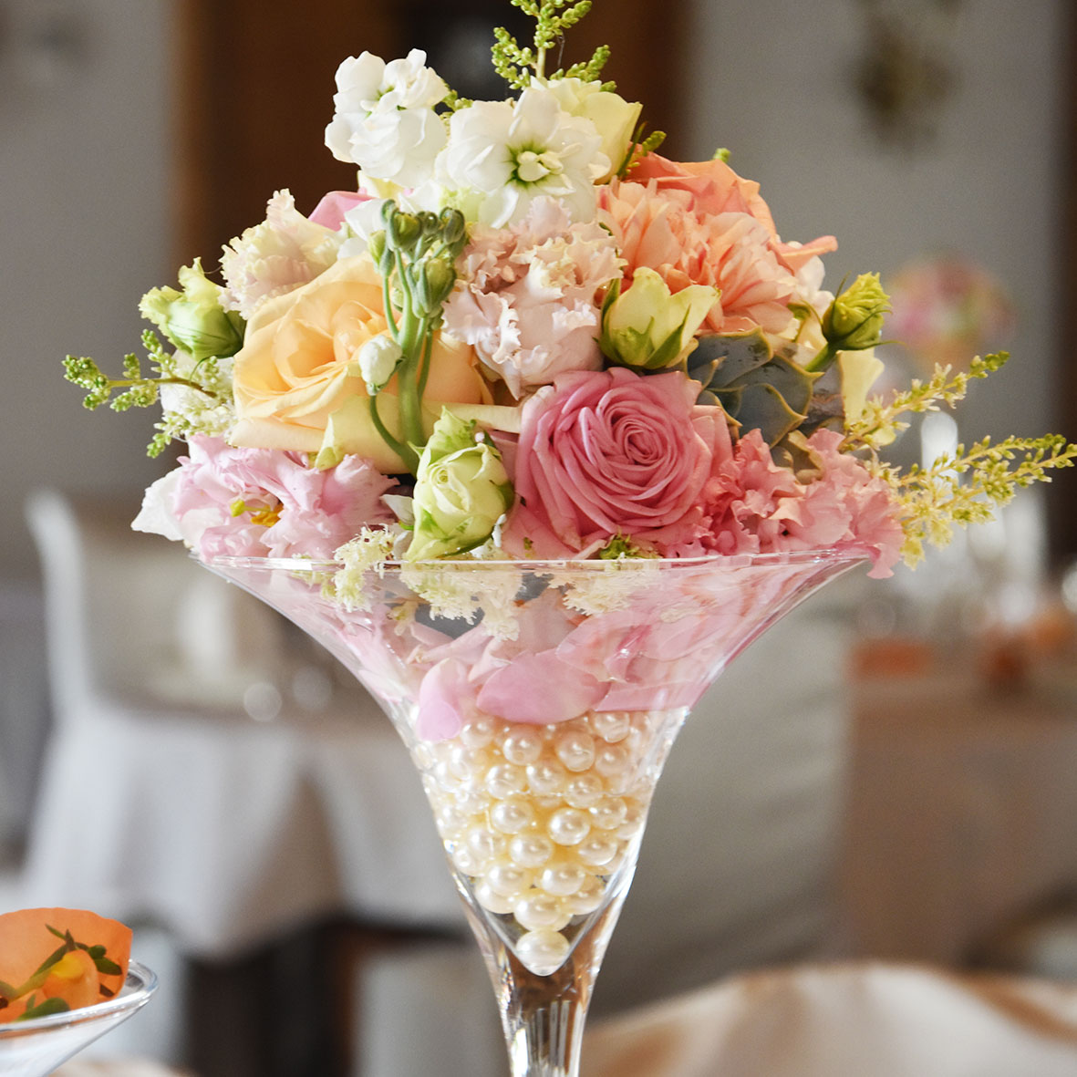 Martinivase Glas klar mit Stiel mieten Hochzeit; Geburtstag, Feier, Veranstaltung_2