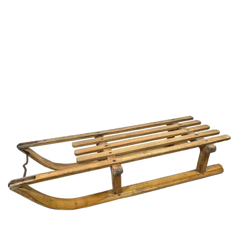Schlitten | Holz natur antik | 90cm, 100cm, 120cm | Verleih Dekoration Winterfeier, Weihnachtsfeier, Veranstaltung [mieten]