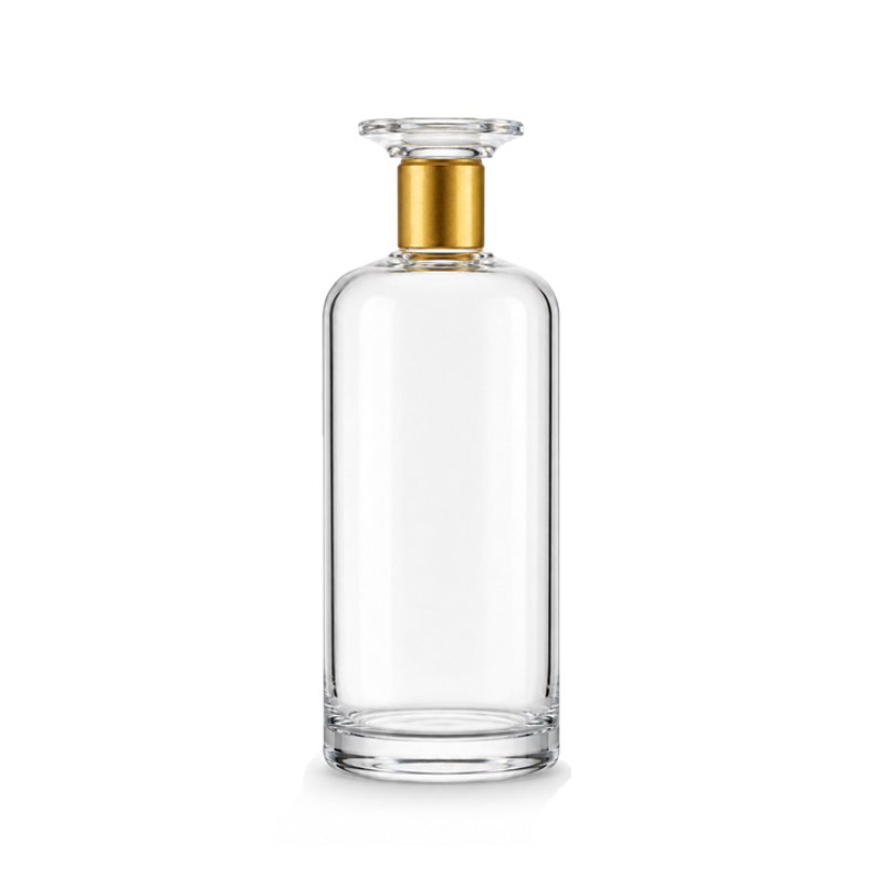 Flaschenvase Glas klar mit Goldreif gross Hochzeit Dekoration mieten