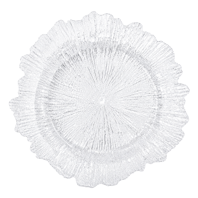 Platzteller_Flower_Kunststoff_rund_klar_wellenrand_33cm_mieten_Verleih_Hochzeit_Firmenfeier_Geburtstag