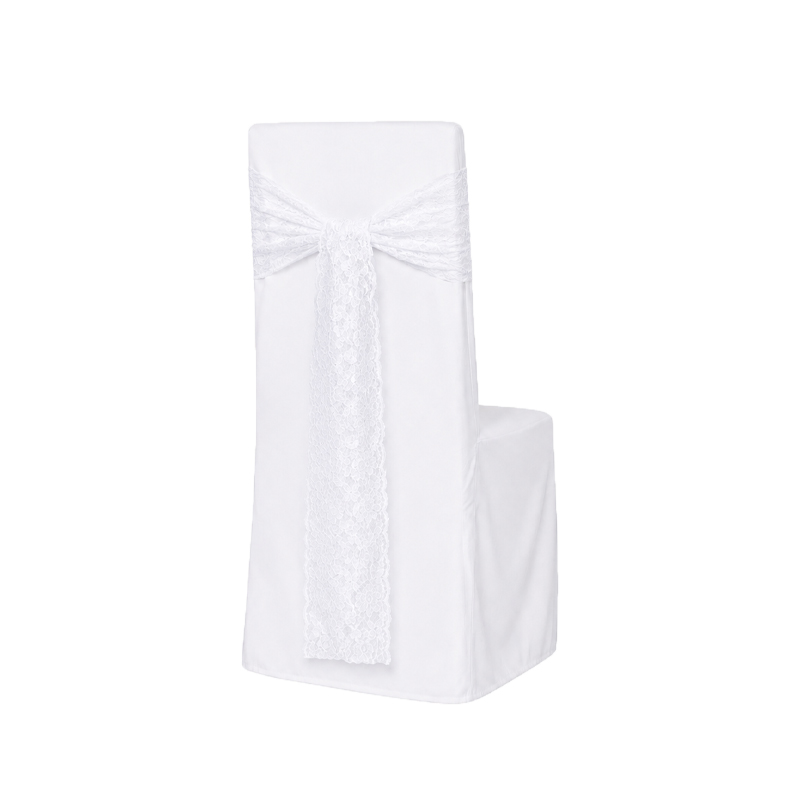 Schleifenband für Stuhlhusse | Spitze 275x15cm | weiss | Verleih Hochzeit Veranstaltung Geburtstag