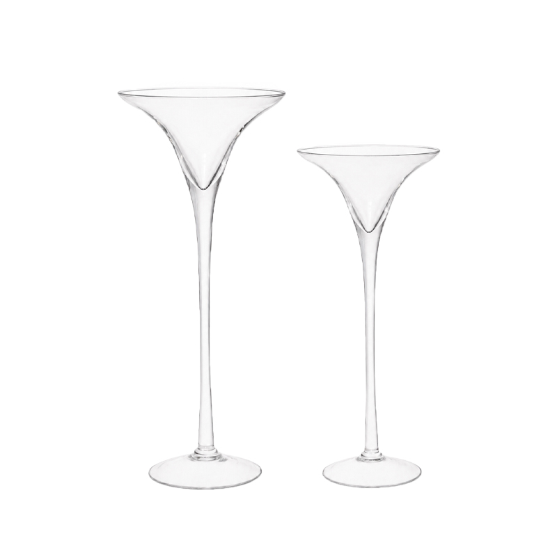Martinivase Glas klar mit Stiel mieten Hochzeit; Geburtstag, Feier, Veranstaltung
