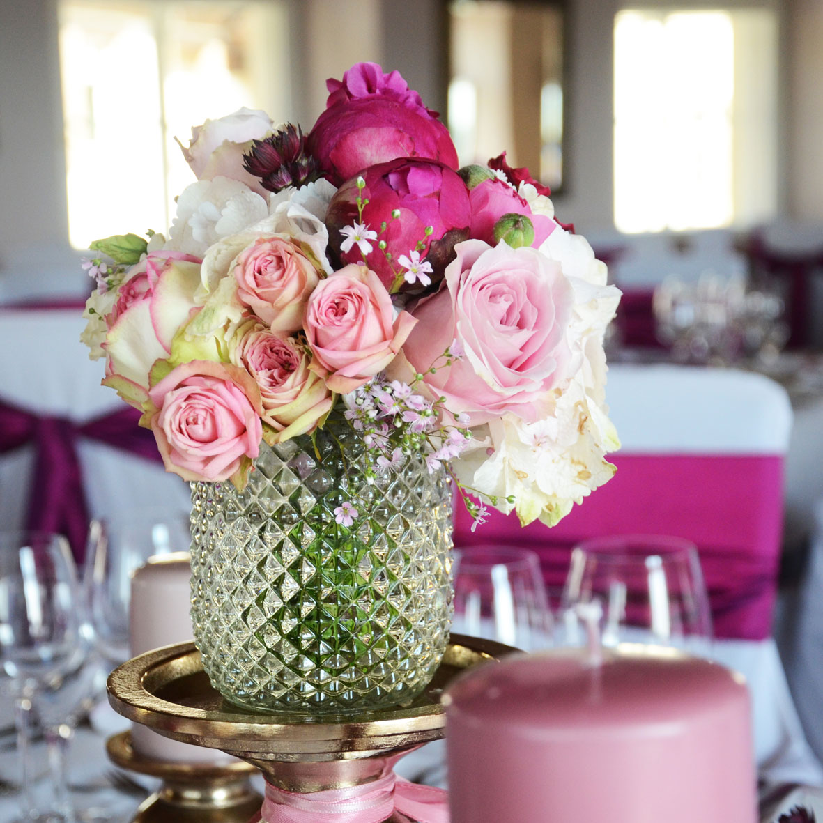 Vase Kristall Glas klar mieten Tischdeko Hochzeit Feier_2