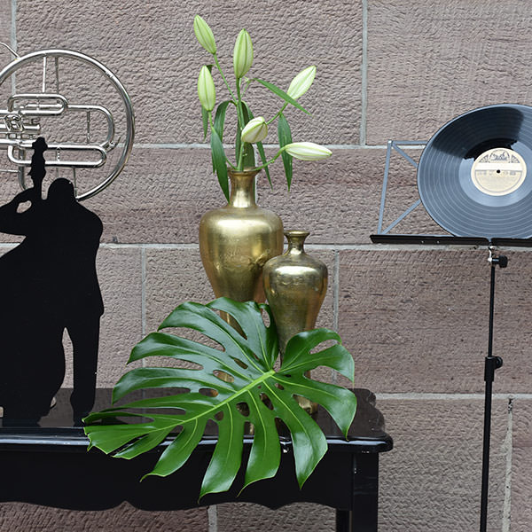 Flaschenvase hoch gold Metall mieten Veranstaltung, mottoparty