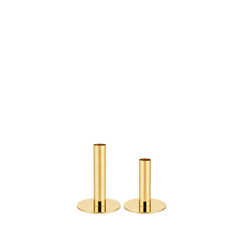 Kerzenständer 1-arm, Metall gold LINE short | Kerzenhalter kurz| Kerzenleuchter Stabkerzen Hochzeit Tischdeko mieten