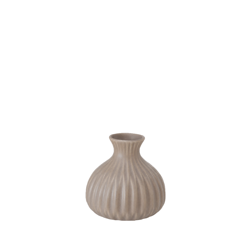 Vase Rille Keramik taupe - Style 3 mieten für Hochzeit, Feier, Event