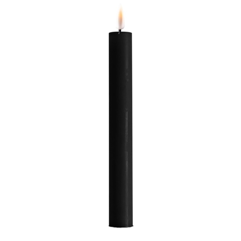 LED Stabkerze Spitzkerze Echtwachs schwarz Batterie mieten Hochzeit, Feier, Veranstaltung