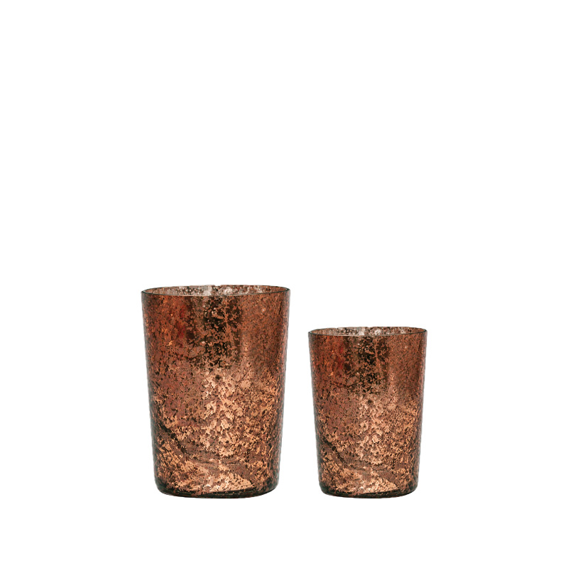 Vase/ Teelichthalter marmoriert Glas kupfer | roségold mieten Hochzeit
