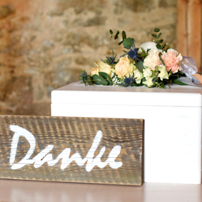 Schild Danke Holz braun mieten Hochzeit Geschenketisch_2