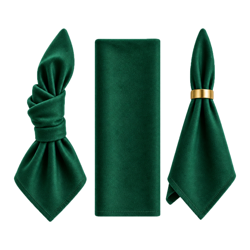 Stoffserviette aus Samt 50x50cm in dunkelgrün tannengrün forestgreen zur Miete für Hochzeit Event geburtstag catering