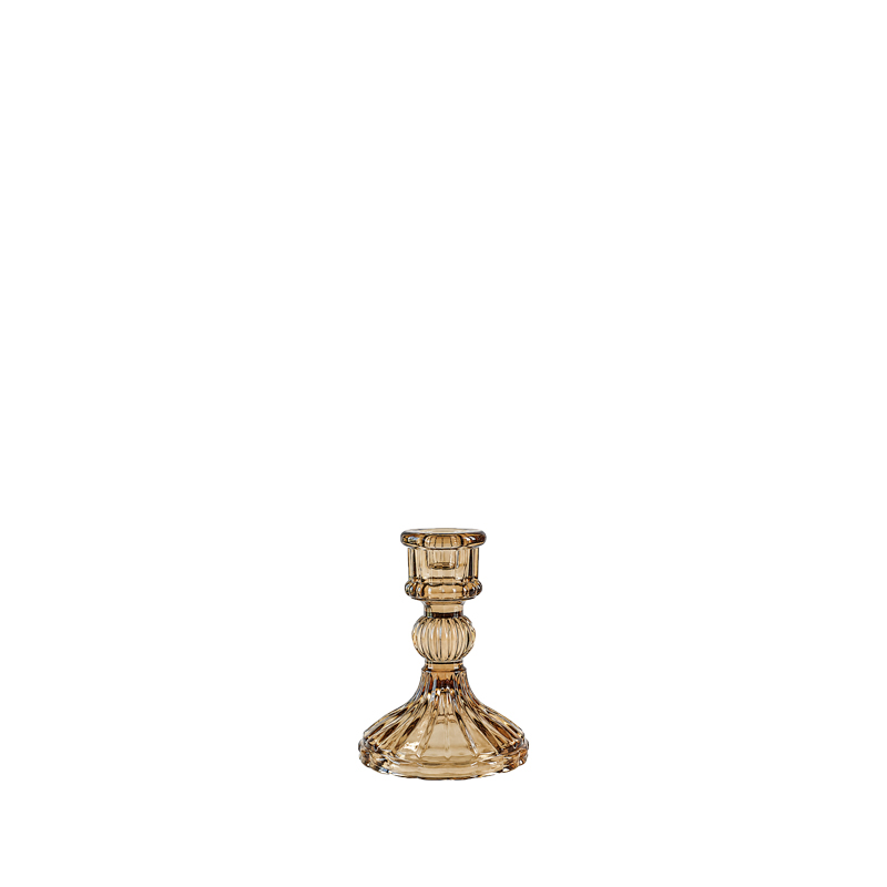 Kerzenständer | 1-arm Kristall Glas braun | Kerzenhalter | Kerzenleuchter Hochzeit Feier mieten