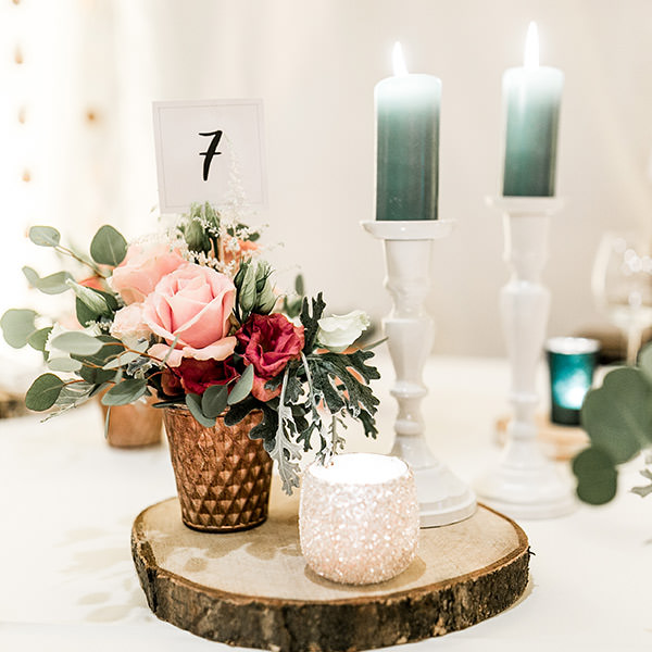 Vase konisch Raute kupfer/ roségold tischdeko Hochzeit, Feier mieten_4
