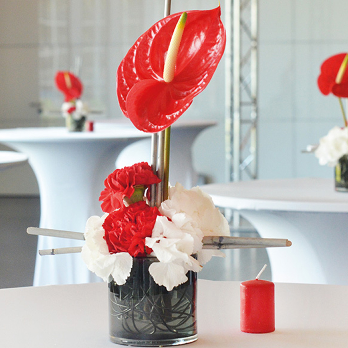 Vase Zylinder Glas anthrazit mieten Hochzeit, Event, Feier, Deko_3