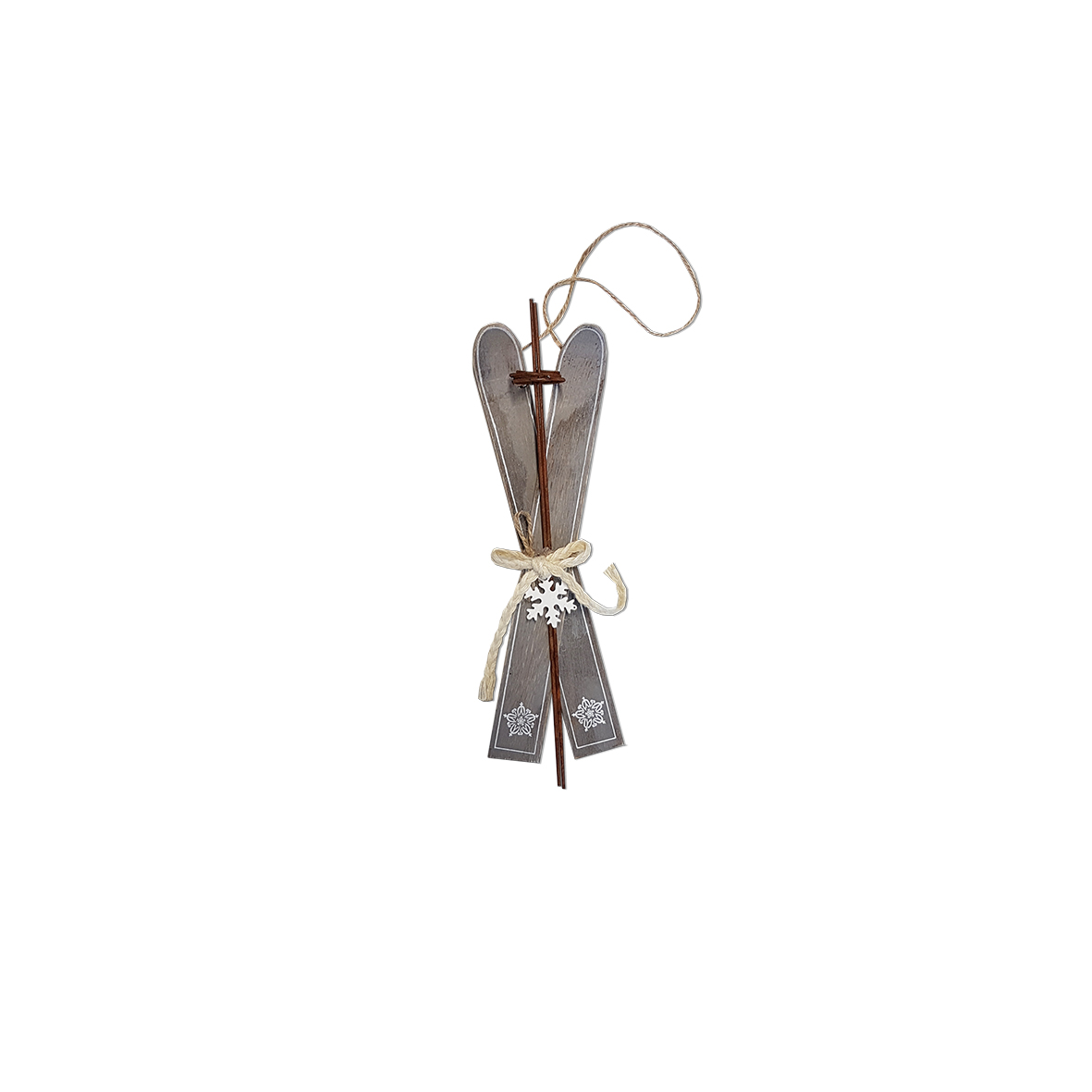 Ski Holz Grau | 24cm | zum Hängen oder Legen | Verleih Deko Winterfeier, Apres Ski Party, Weihnachstfeier [mieten]