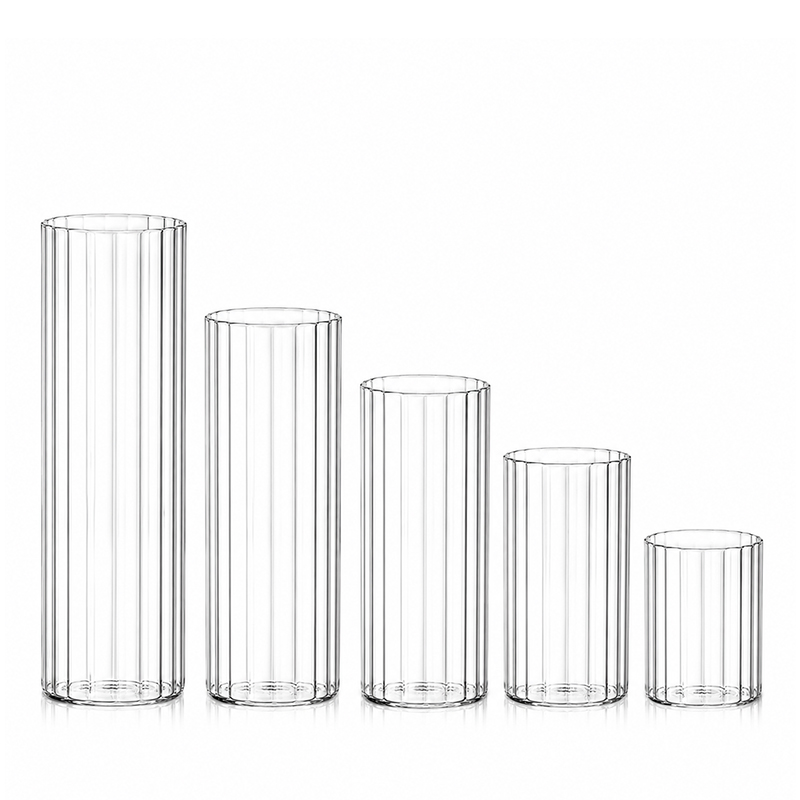 Vase Zylinder Rille Glas klar [mieten] | Tisch Dekoration Hochzeit Event Verleih