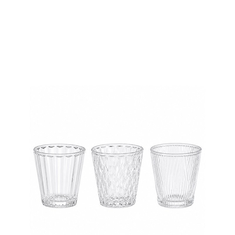 Vase/ Teelichthalter konisch Kristall Raute Rille 7,5cm mieten Tischdeko Hochzeit