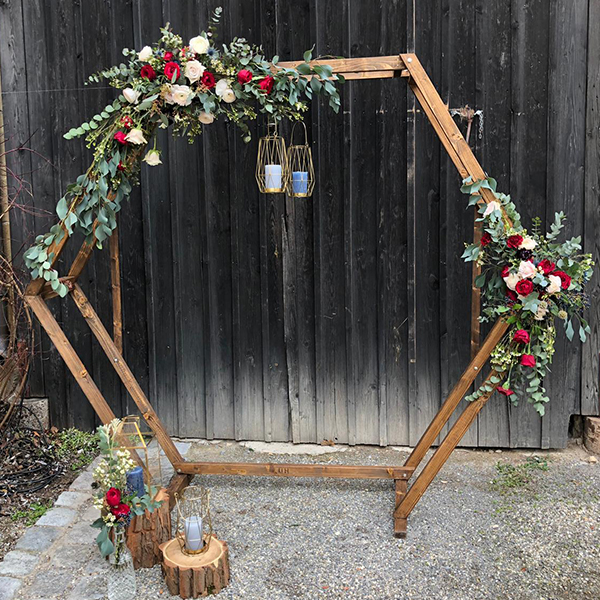 Traubogen Hexagon Holz braun Hochzeit Freie Trauung [mieten]_2