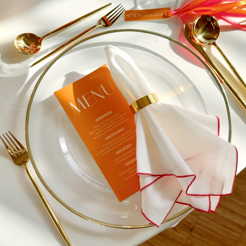 Serviette_Leinen_Rand_pink_mieten_Hochzeit_Event_Geburtstag